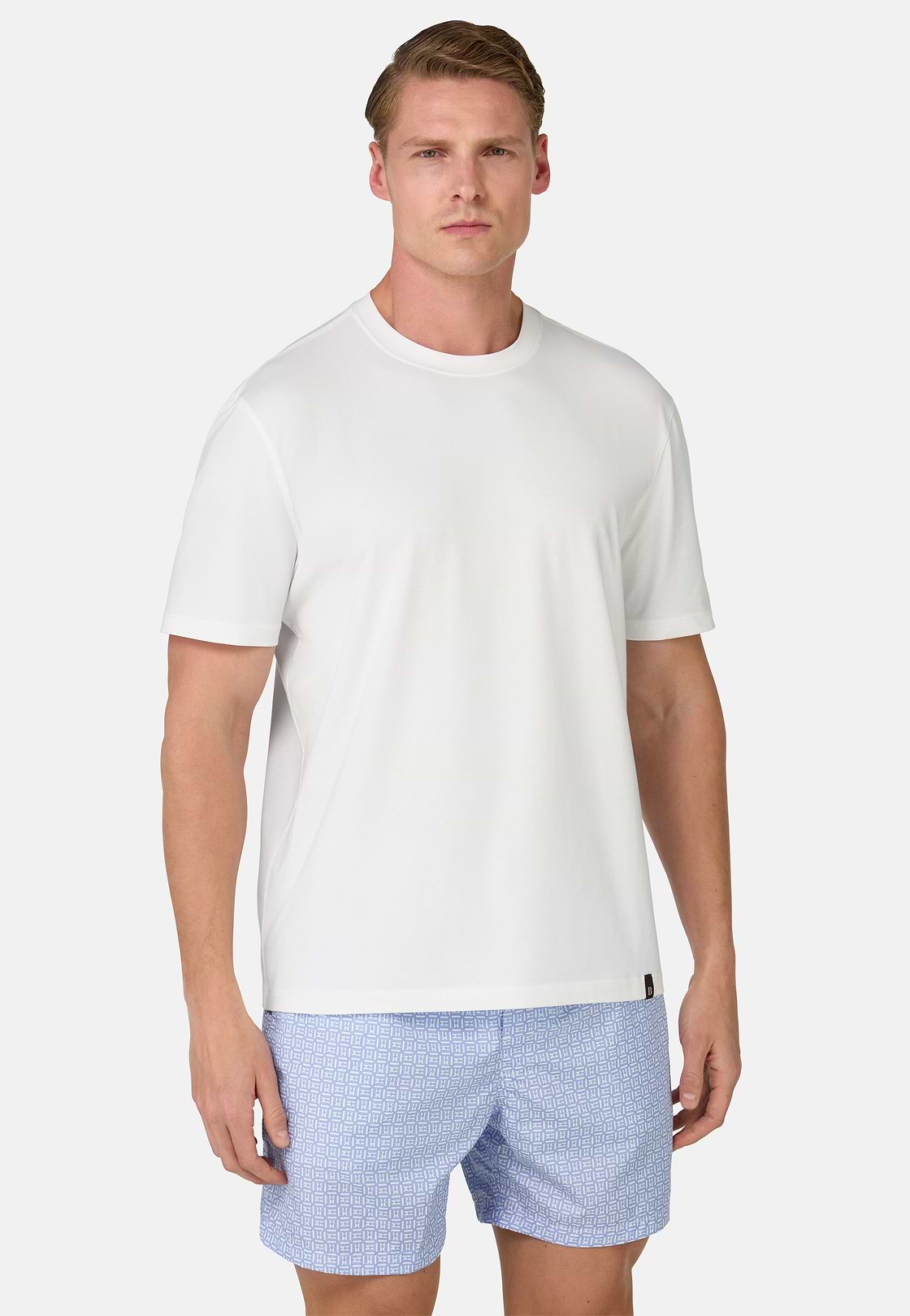 T-Shirt In Stretch Supima Cotton, White, hi-res