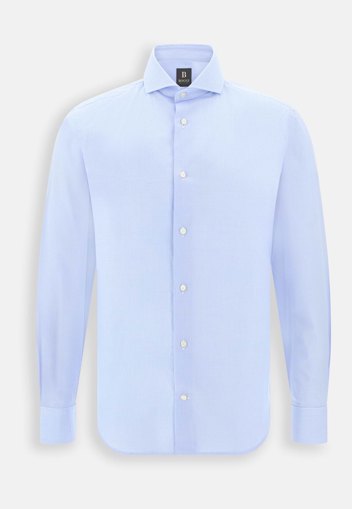 Shirt Checked Cotton Poplin Slim Fit, Light Blue, hi-res, 7