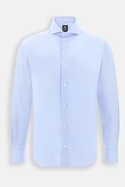Shirt Checked Cotton Poplin Slim Fit, Light Blue, thumb, 7