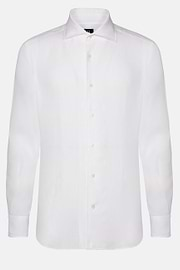 Camisa de linho branca de ajuste regular, White, hi-res