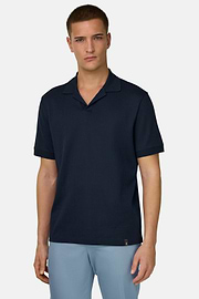 Polo In Cotone Pima Jacquard, Navy, thumb, 1