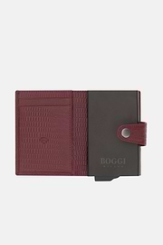 Tarjetero de Piel Estampada, Burgundy, thumb, 2