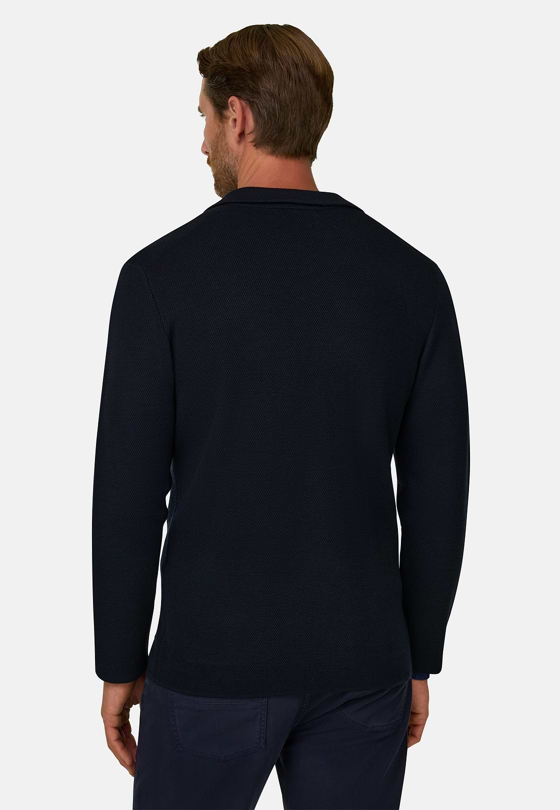 Double-Breasted Blazer in Extrafine Merino Wool, Navy blue, hi-res, 4