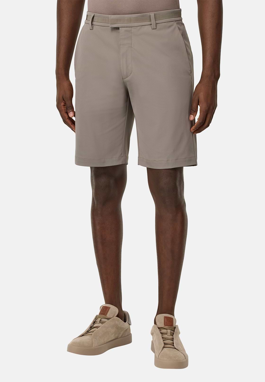 B Tech Stretch Nylon Bermuda Shorts, TAUPE, hi-res