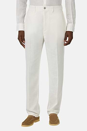 Pantalon En Lin, Blanc, hi-res