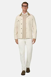 Giacca Camicia In Denim Di Cotone, Crema, thumb, 2