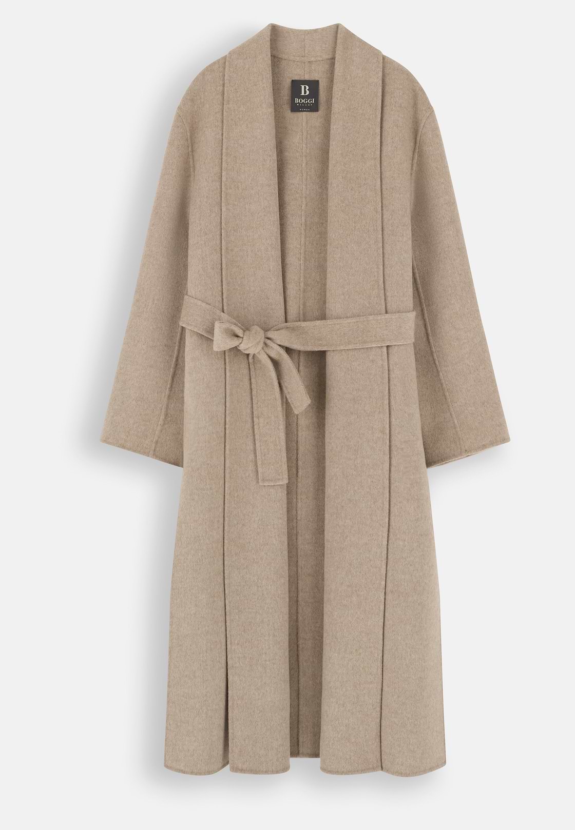 Coat in Wool Cashmere Single-Breasted, Sand, hi-res, 5