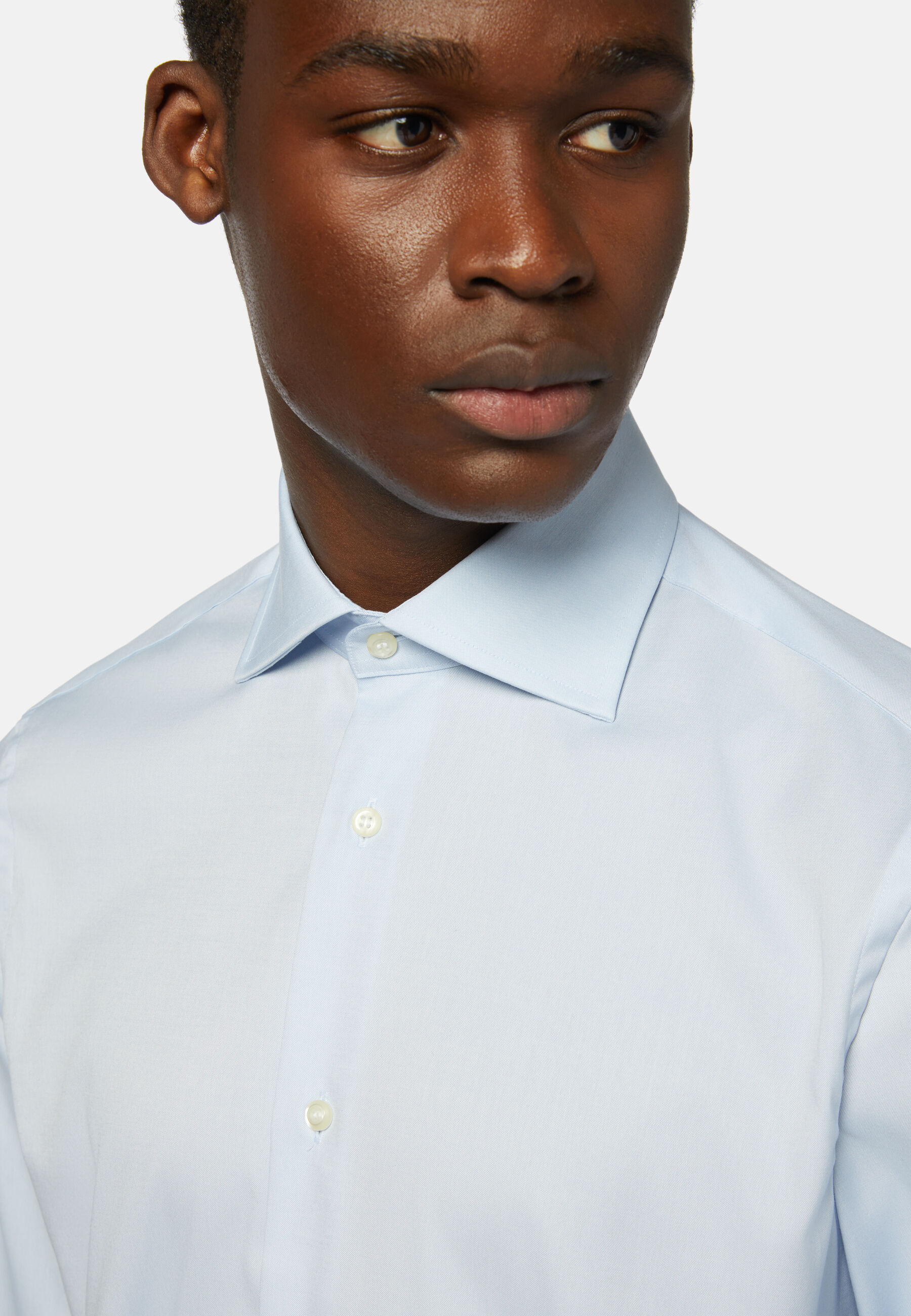 Camicia Azzurra In Pin Point Di Cotone Slim Fit Uomo Boggi Milano