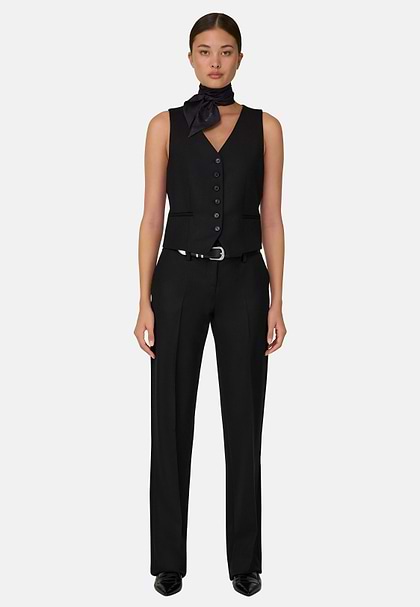 Waistcoat in Wool Blend, Black, hi-res