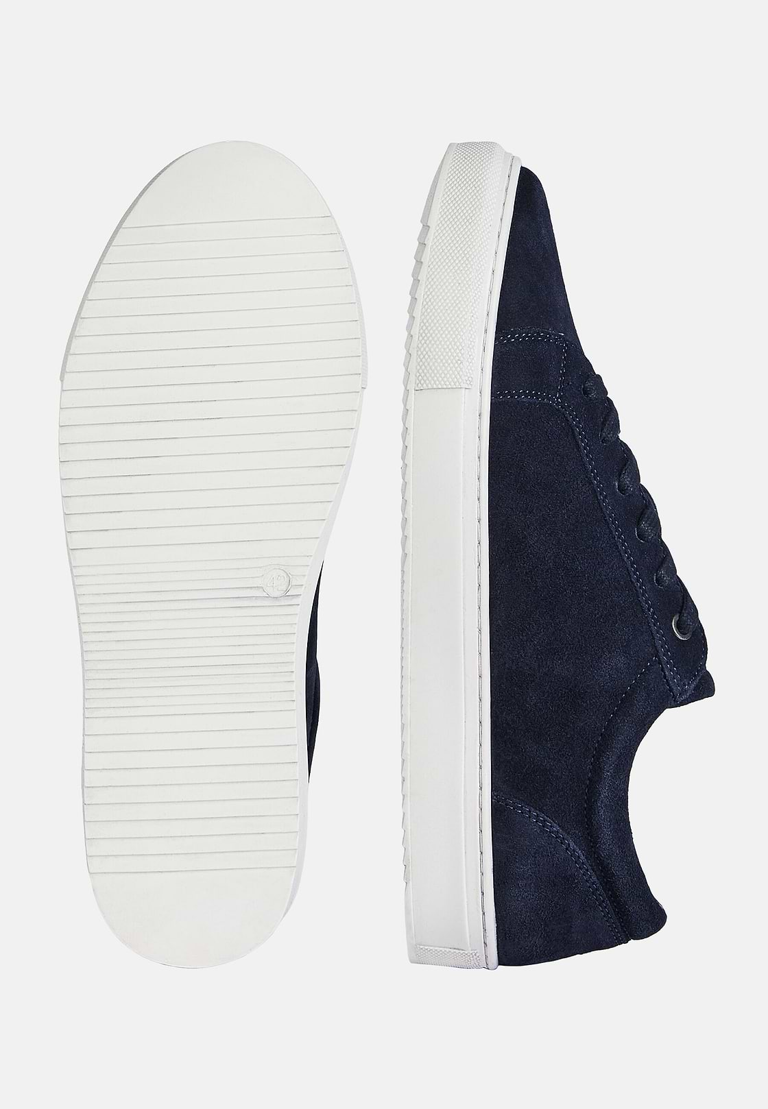 Suede Sneakers With Box Sole, Navy blue, hi-res