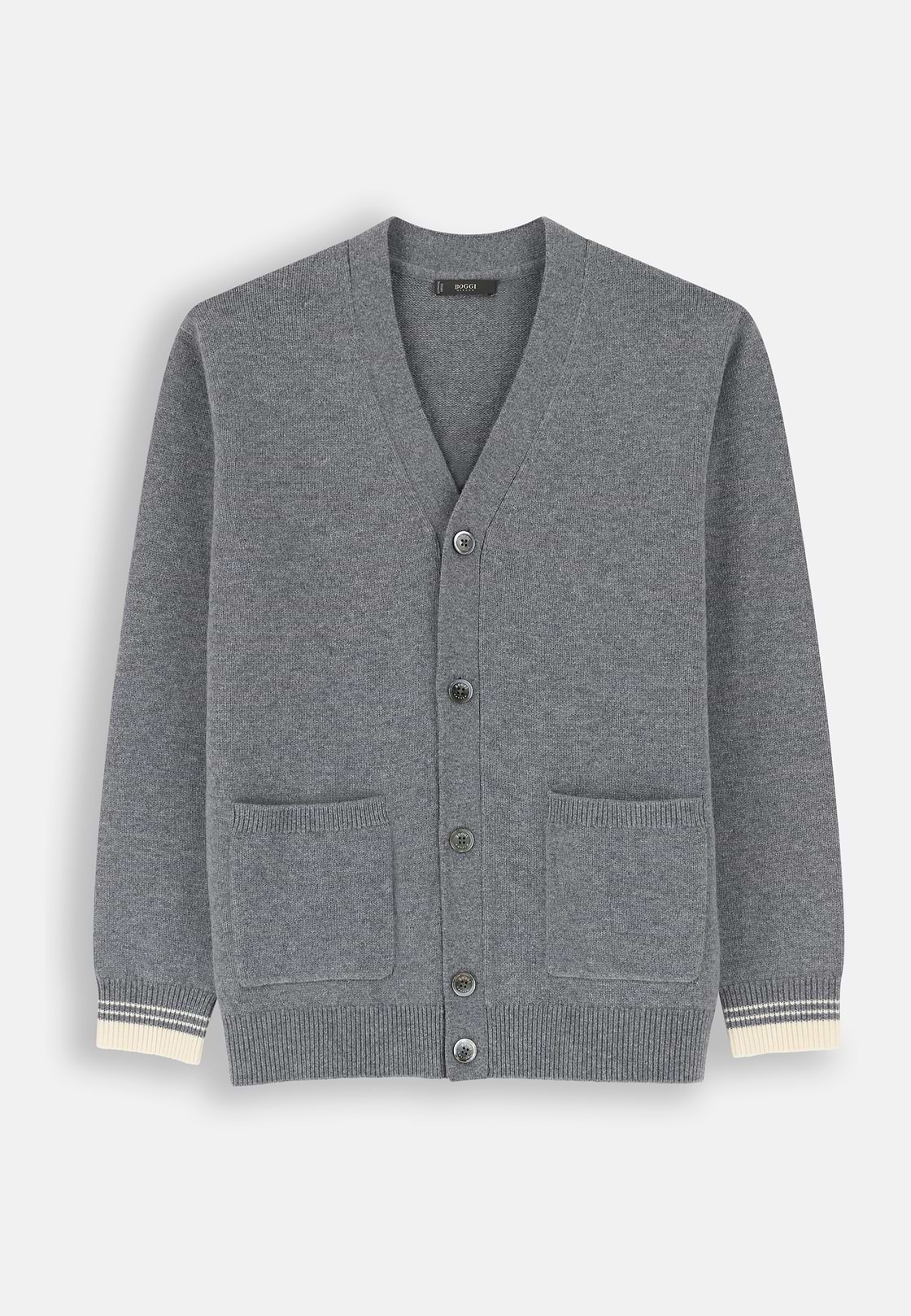 Cardigan in Superfine Merino Wool, Grey, hi-res, 5