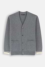 Cardigan in Superfine Merino Wool, Grey, thumb, 5