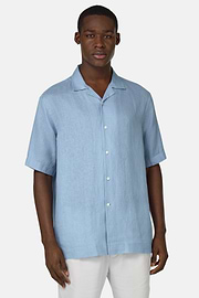 Regular Fit Linen Shirt, Light Blue, hi-res