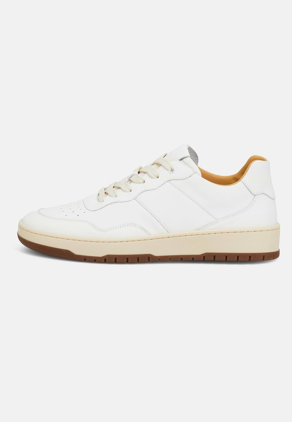 Tumbled Leather Trainers., White, hi-res