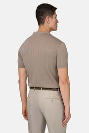 Polo Di Maglia In Cotone Seta, Taupe, thumb, 3