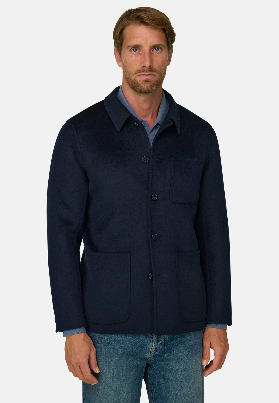Shacket in Wool, Navy blue, hi-res