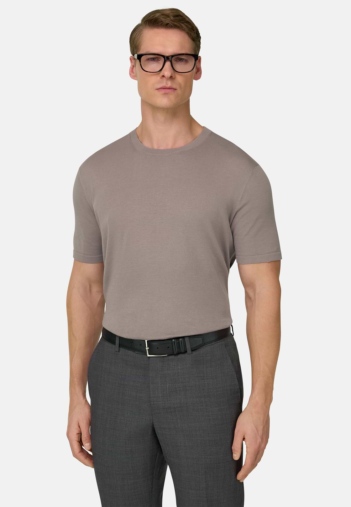 T-Shirt Cotton Crepe, Taupe, hi-res, 1