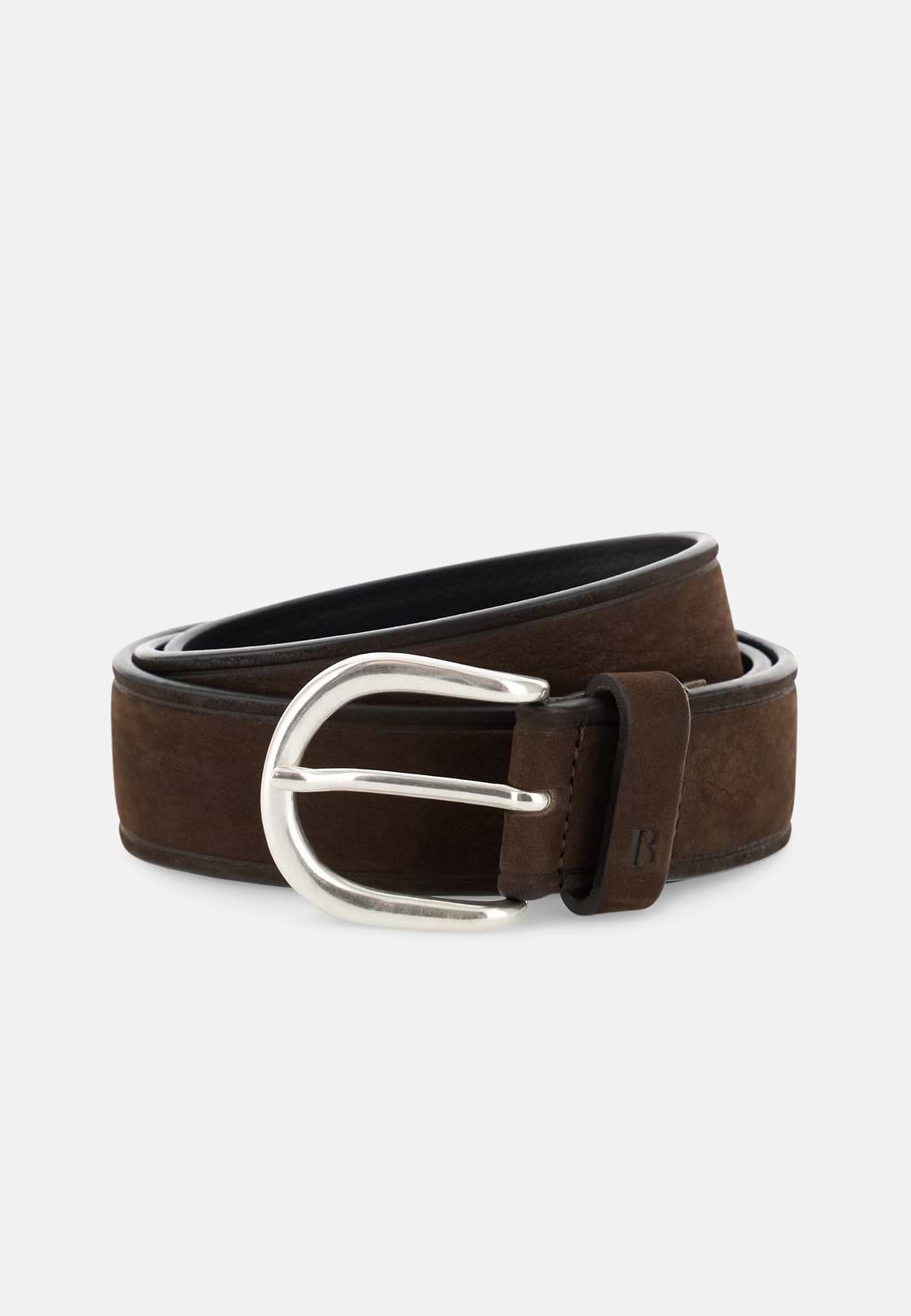 Belt in Nubuck, Dark brown, hi-res, 1