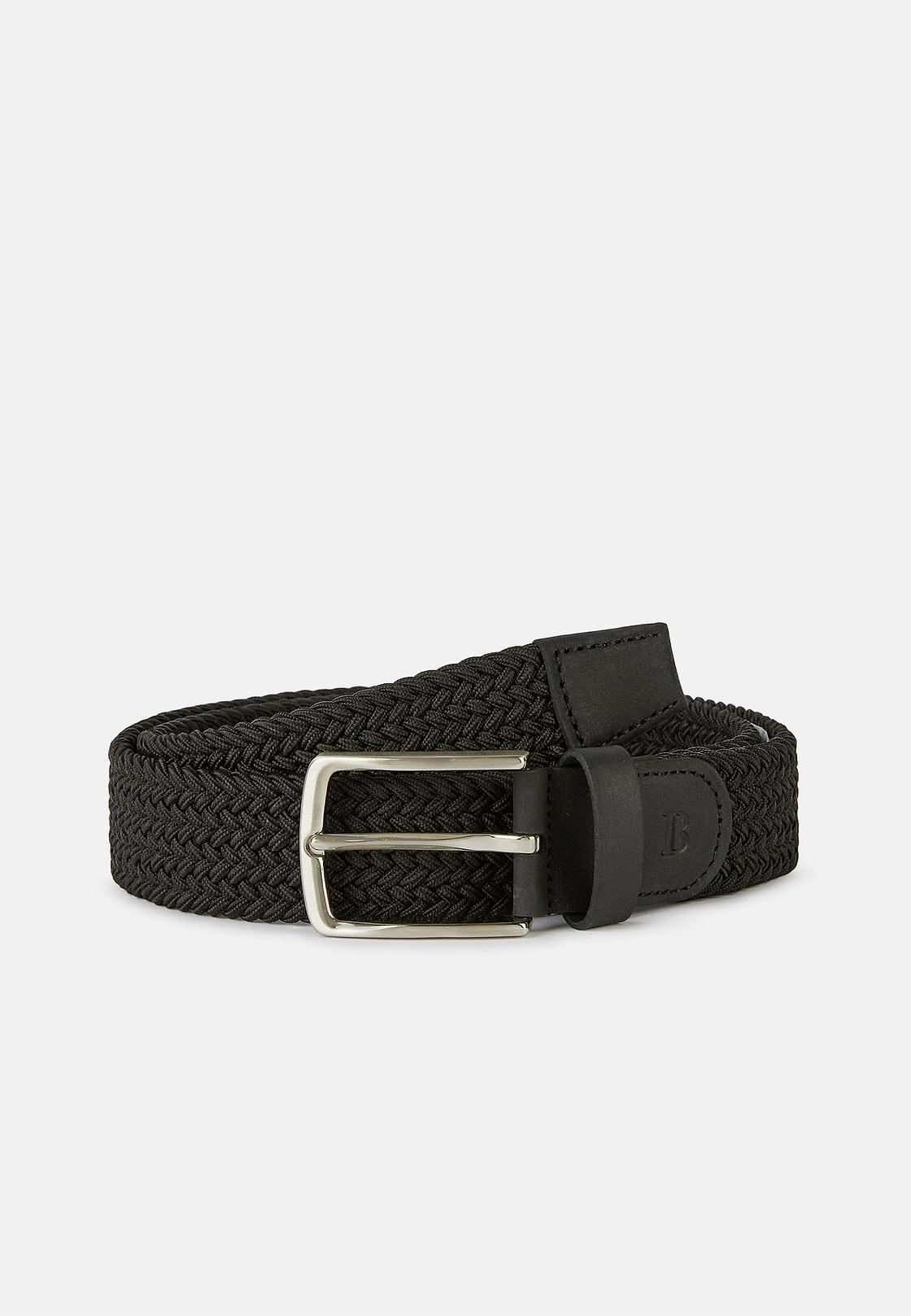 Woven Elasticated Belt, Black, hi-res