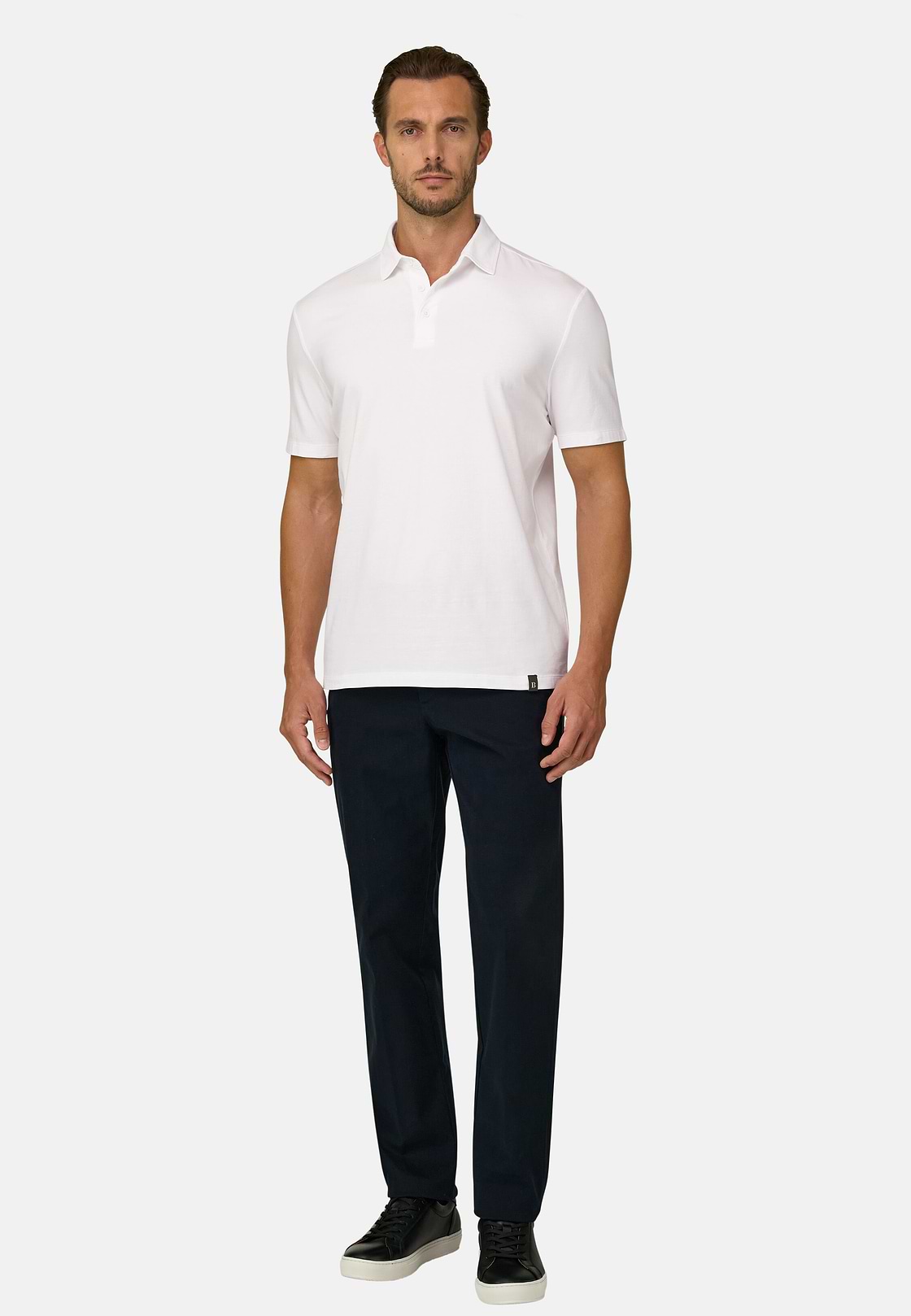 Polo aus Stretchgewebe Supima-Baumwolljersey, Weiß, hi-res, 2