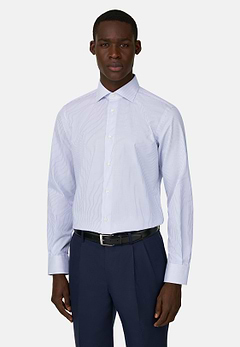 Camicia A Righe In Cotone Slim Fit