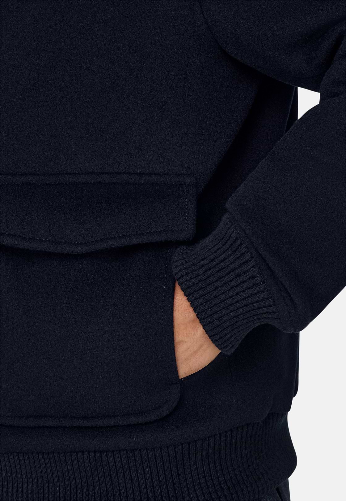 Jacket Padded in Wool Cashmere, Navy blue, hi-res, 3