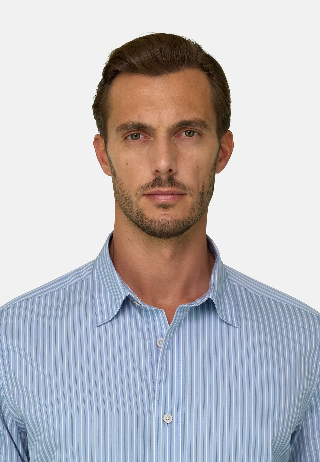 Shirt Striped Poplin Regular Fit, Blue, hi-res, 3