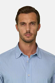 Shirt Striped Poplin Regular Fit, Blue, thumb, 3