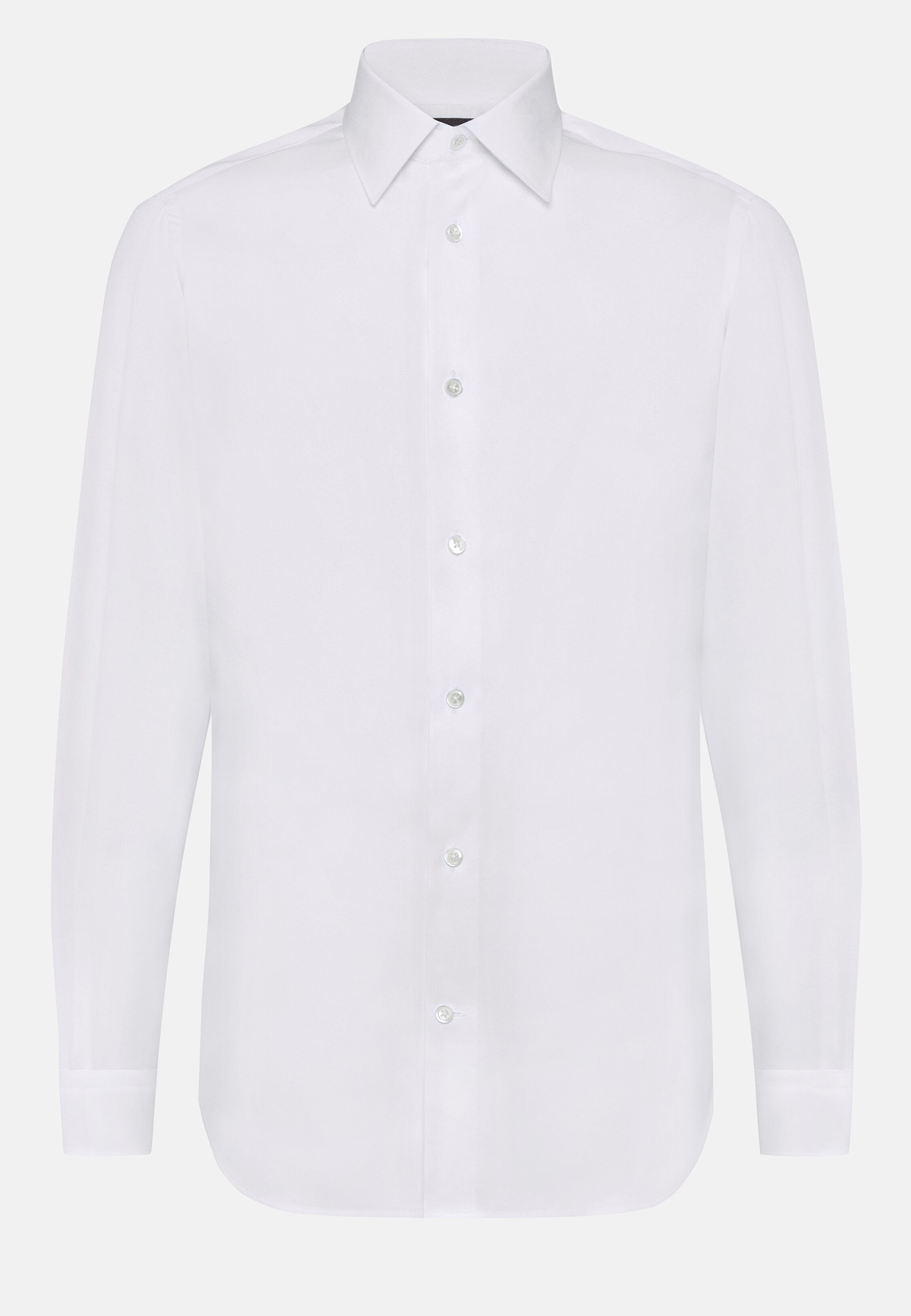 Camisa de sarja de algodão Regular Fit, White, hi-res