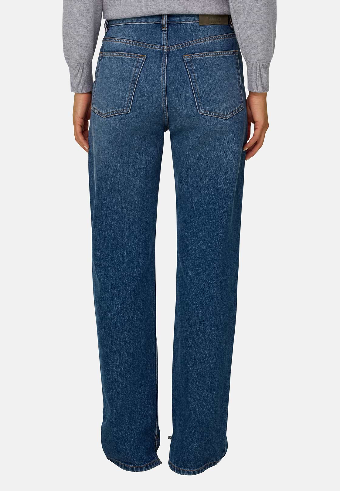 Jeans Straight Fit in Cotton Denim, Medium Blue, hi-res, 4