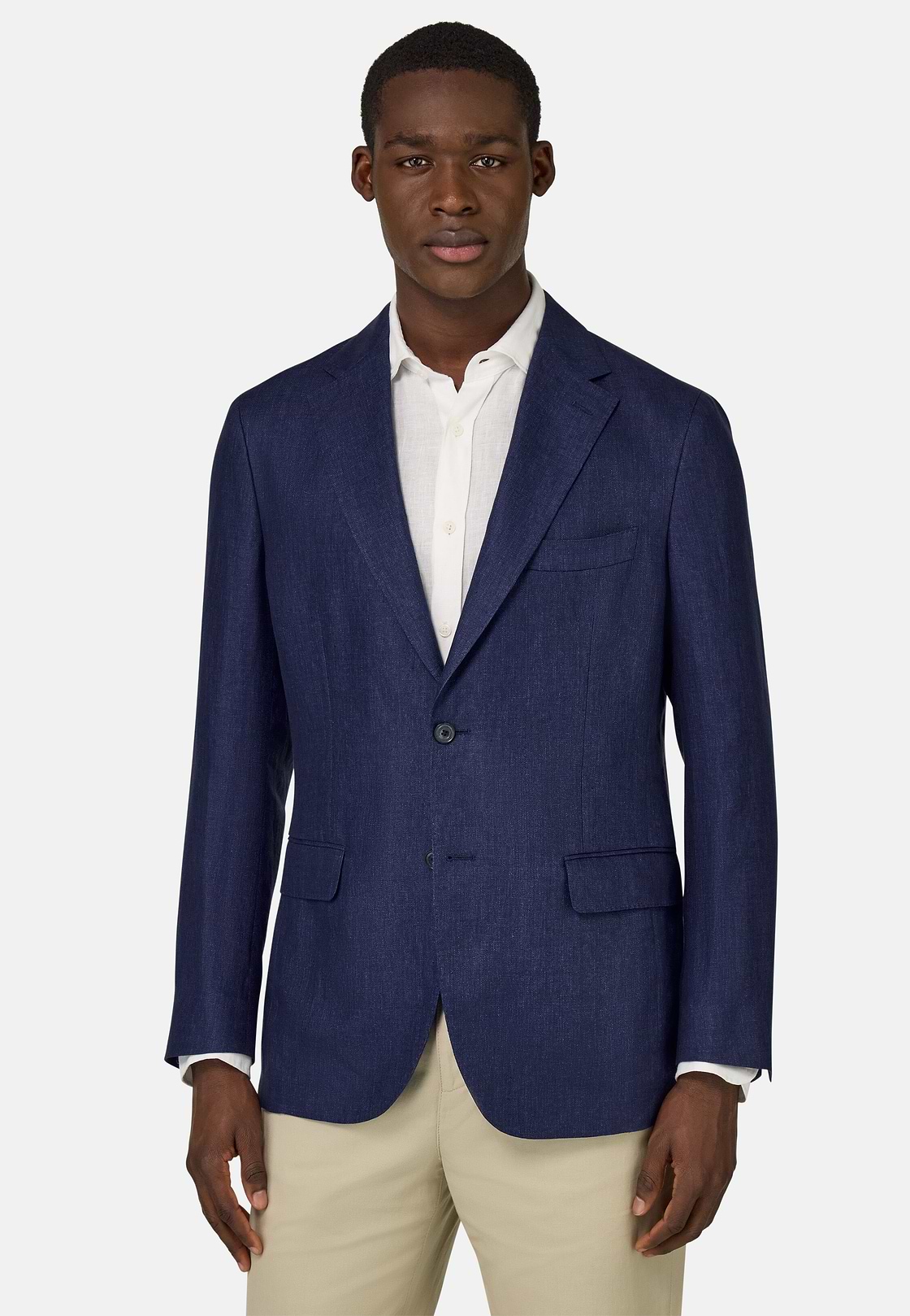 Giacca In Puro Lino, Navy, hi-res