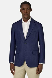 Giacca In Puro Lino, Navy, hi-res