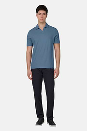 Polo In Cotone Pima, Azzurro, thumb, 2