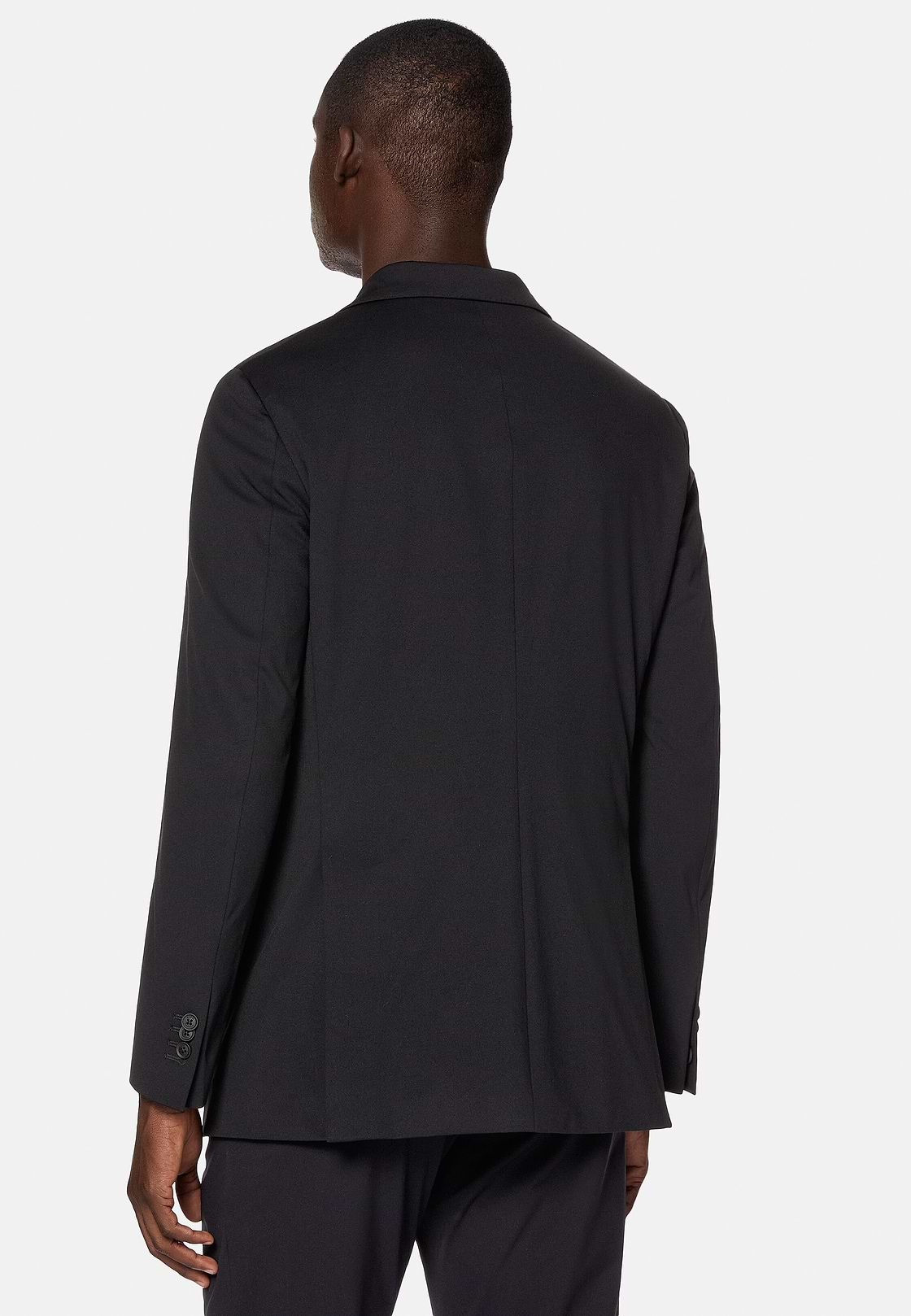 Veste Noire À Double Boutonnage En Nylon Stretch B Tech, Noir, hi-res