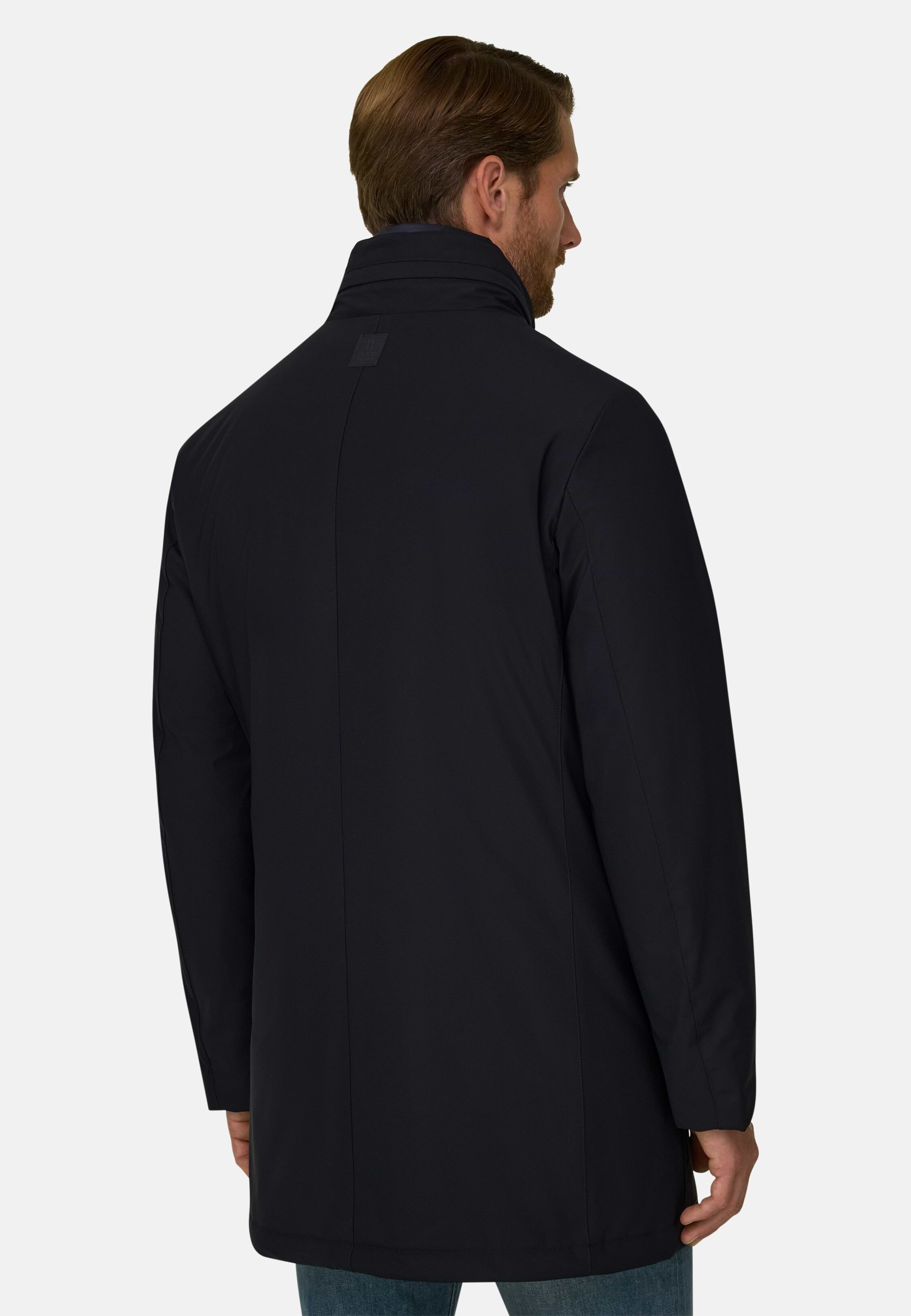 Car Coat in Padded Technical Fabric, Navy blue, hi-res, 4