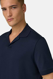 Polo In Cotone Pima Jacquard, Navy, thumb, 4