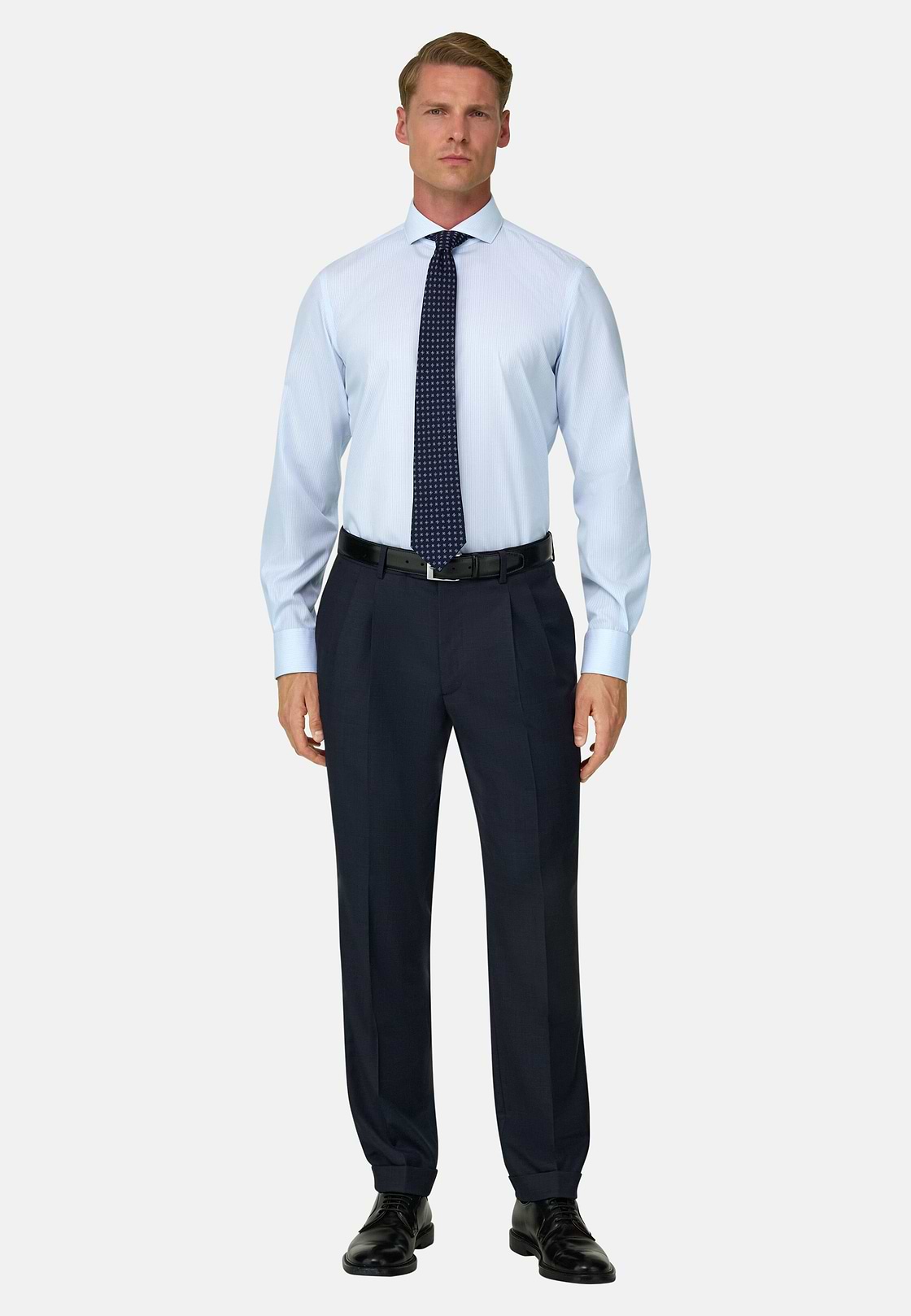 Striped Cotton Slim Fit Shirt, Light Blue, hi-res, 2