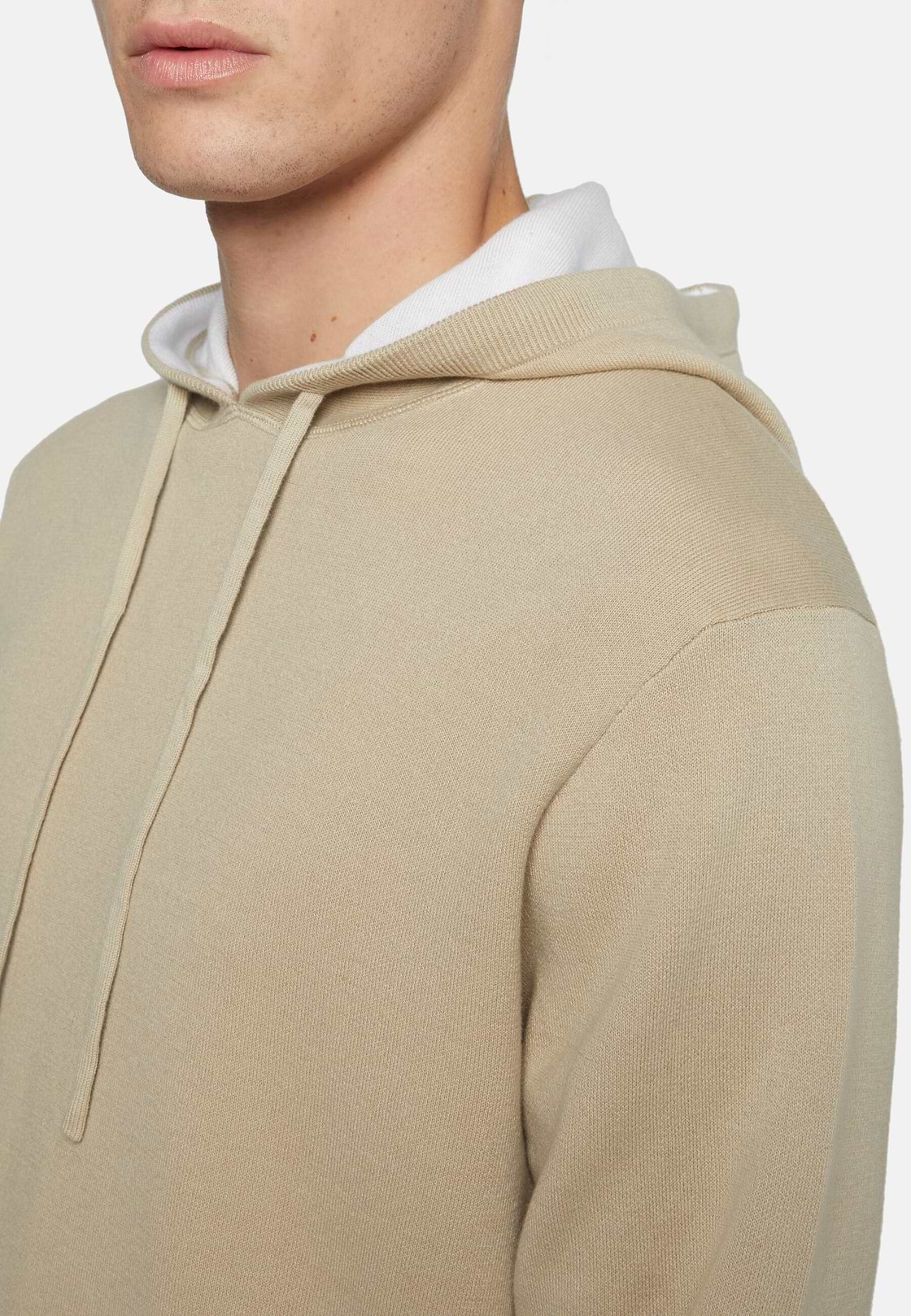 Beige Hoodie In Cotton, Beige, hi-res