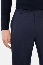 Fine Pinstripe Stretch Wool Suit, Navy blue, hi-res