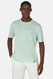 T-Shirt in Stretch Linen Jersey, Light Green, hi-res