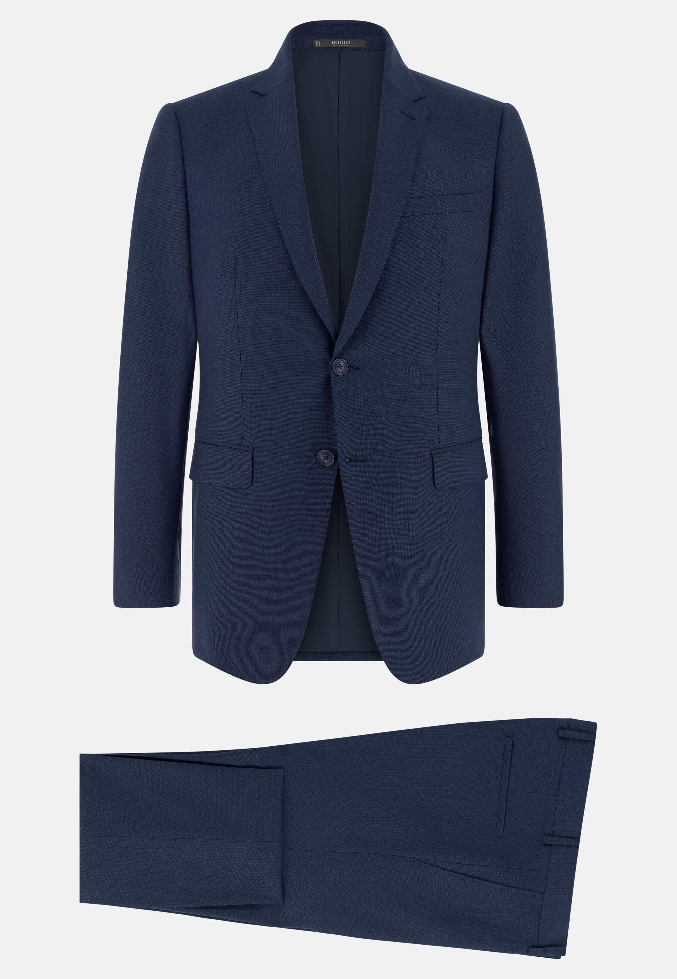 Small Patterned Suits Men's Micro Patterned Suit in Stretch Wool | Boggi Milano