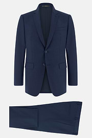 Traje con Microestampado De Lana Elástica, Azul, thumb, 6