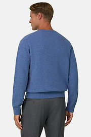 Rundhalspullover aus Mischgewebe, Indigo, thumb, 4