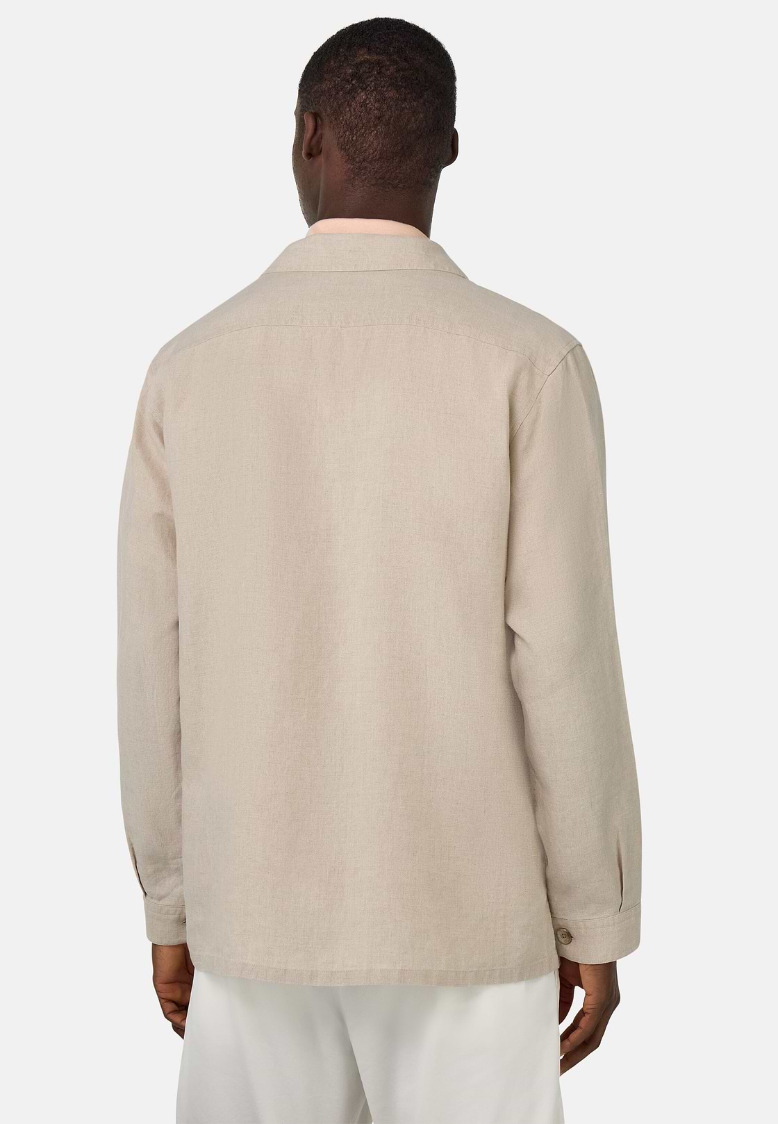 Linen Camp Overshirt, Sand, hi-res