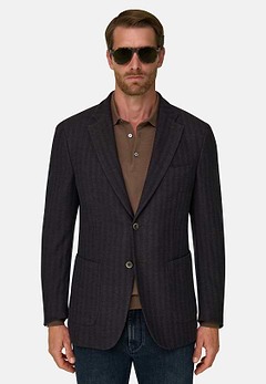 Blazer Herringbone in Cotton and Wool B Jersey