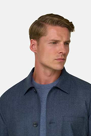 Shacket in Wool Flannel Mélange, Indigo, thumb, 3