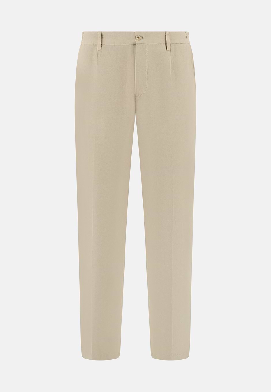 Cotton Linen Trousers, Taupe, hi-res