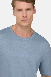 T-shirt En Jersey De Lin Extensible, Bleu clair, thumb, 4