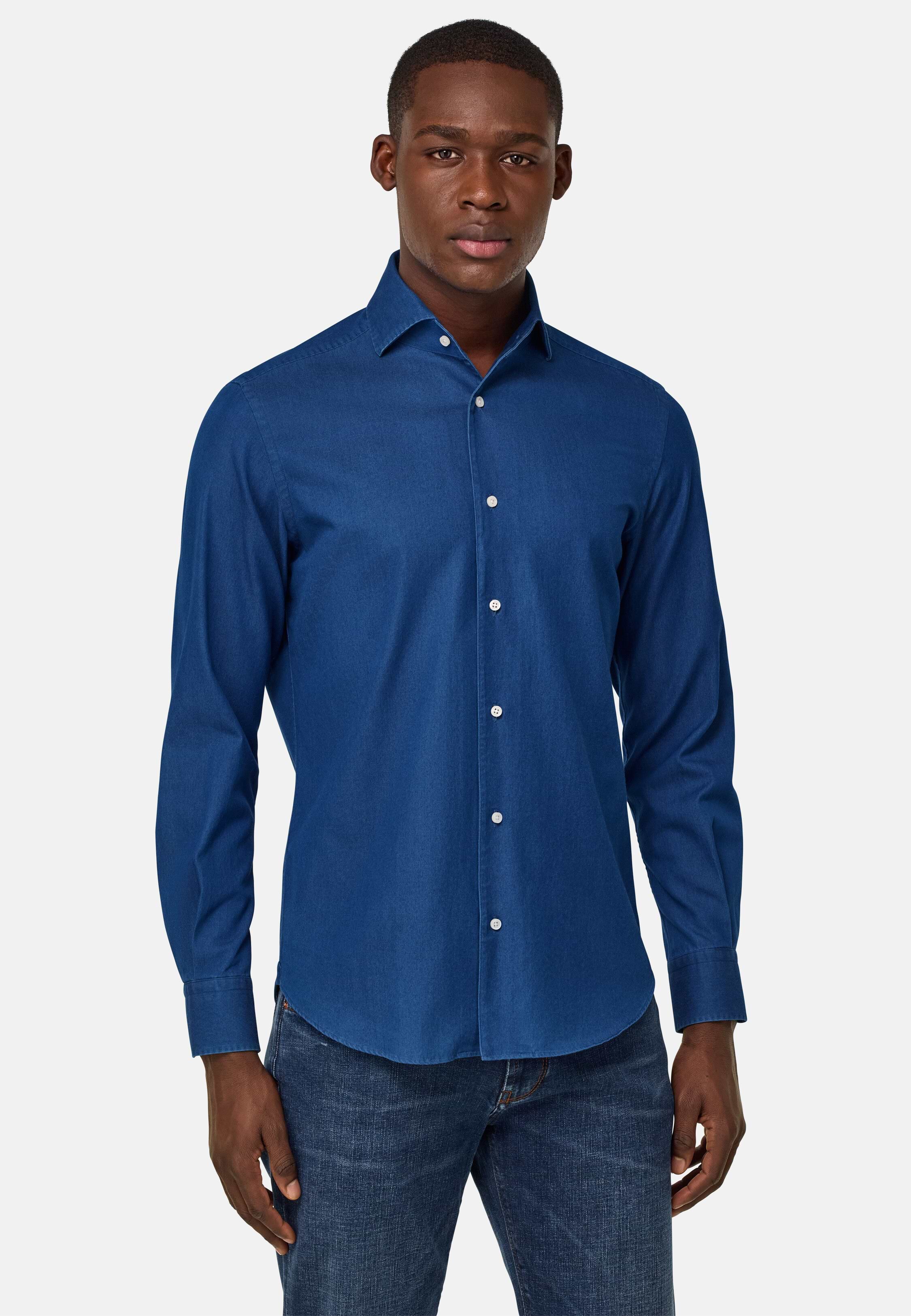 Men's Regular Fit Cotton Denim Shirt | Boggi Milano