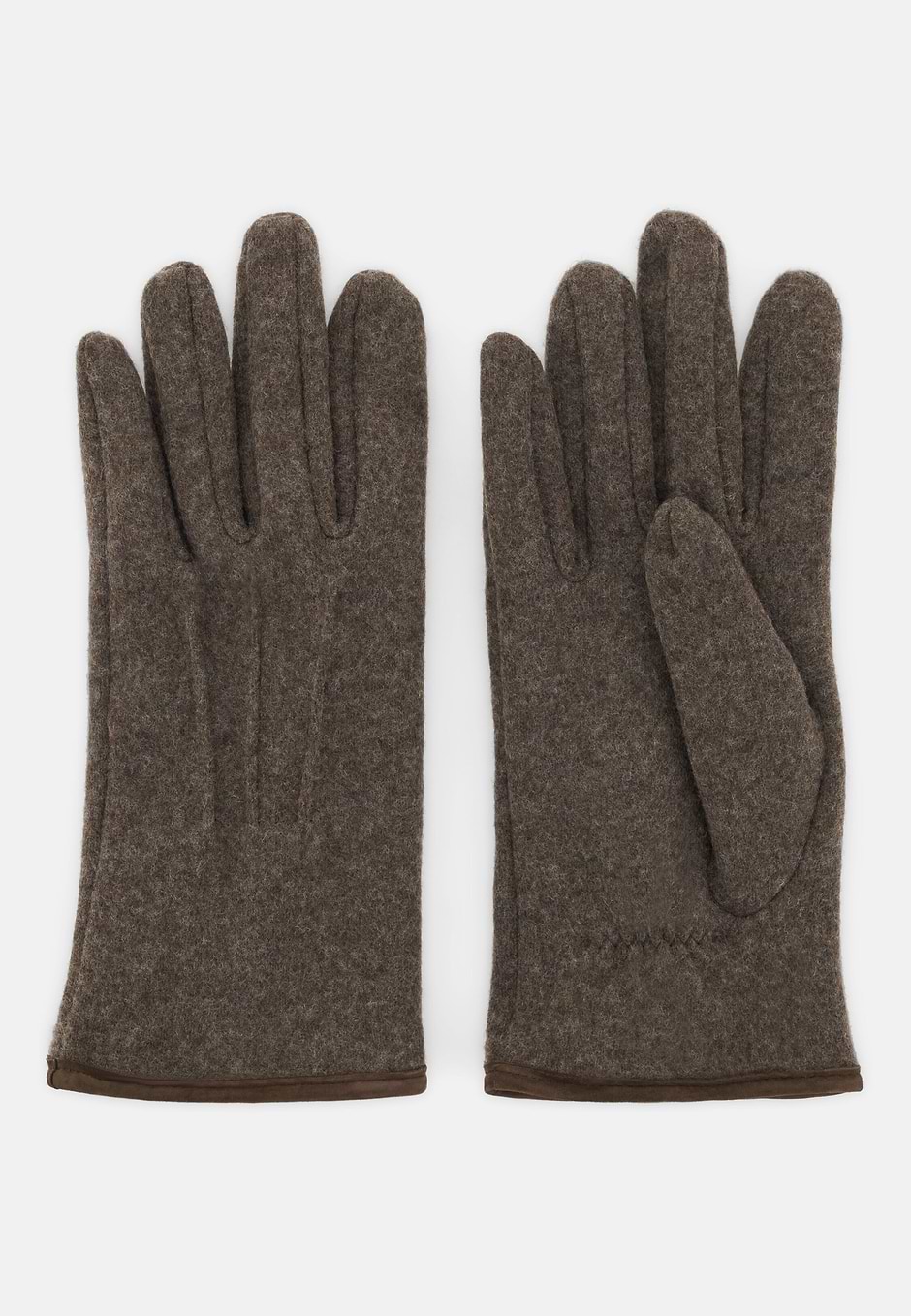 Gloves in Wool Jersey, Brown, hi-res